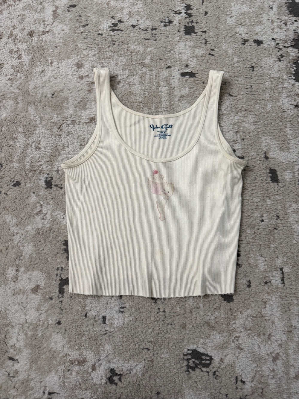 Brandy Melville Cream Ribbed Baby Cupcake Tank One Size